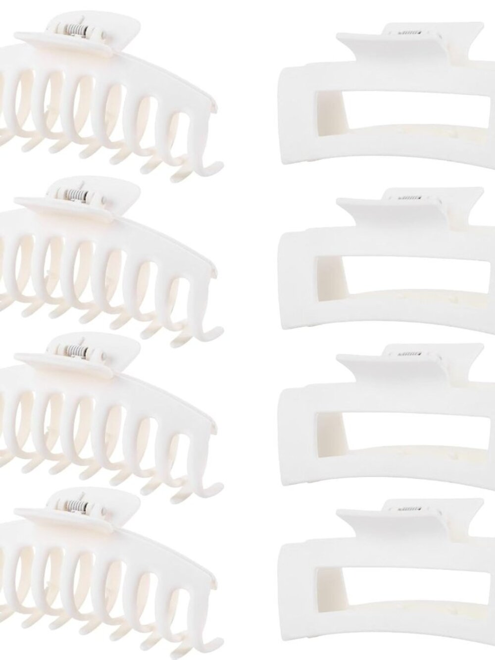 White Hair Clips for Women - 8 Pack 4.3 Inch Large Matte Banana Claw Clips for W